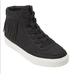 New Ladies Black Tassel Accented Sneakers